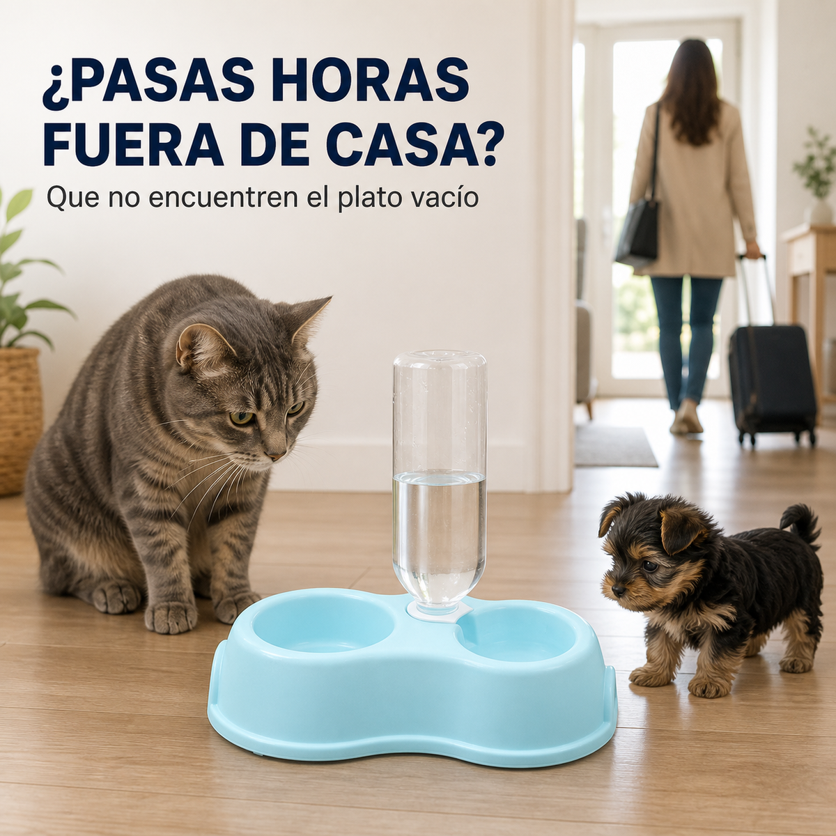 Comedero 2 en 1 con dispensador de agua por gravedad