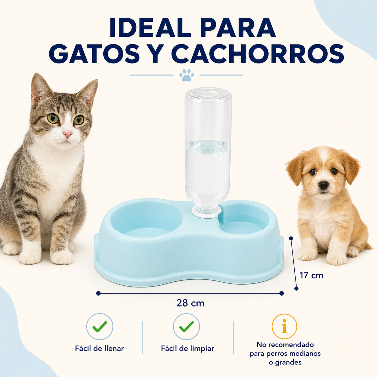 Comedero 2 en 1 con dispensador de agua por gravedad